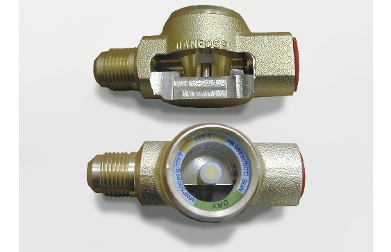 Cutaway model: sight glass with humidity indicator